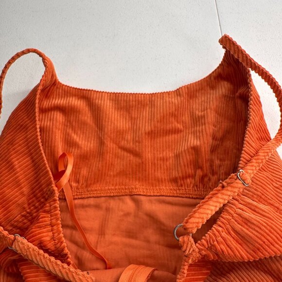 Wild Fable Orange Corduroy Mini Dress S Cotton Spaghetti Straps Y2K Babydoll - Picture 10 of 13